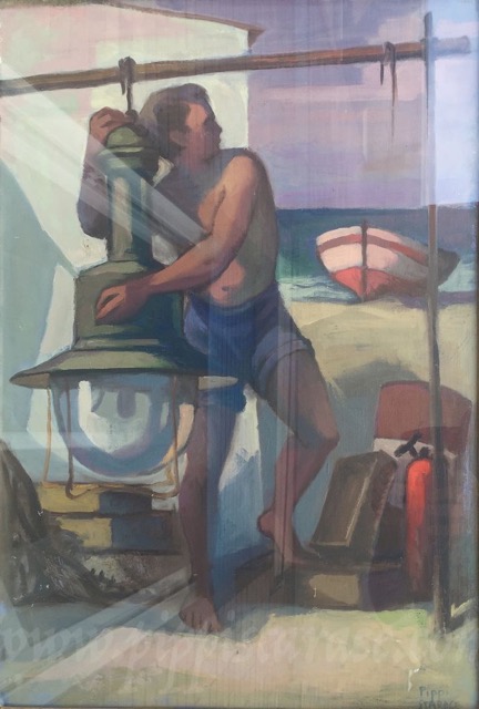 pescatore con lampara 